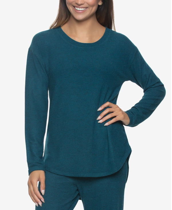 Felina Womens Super Soft Brushed Jersey Crew Neck Loungewear Top,Light Blue,Medium