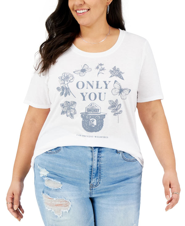 Mighty Fine Womens Trendy Plus Size Smokey The Bear Graphic T-Shirt,3X