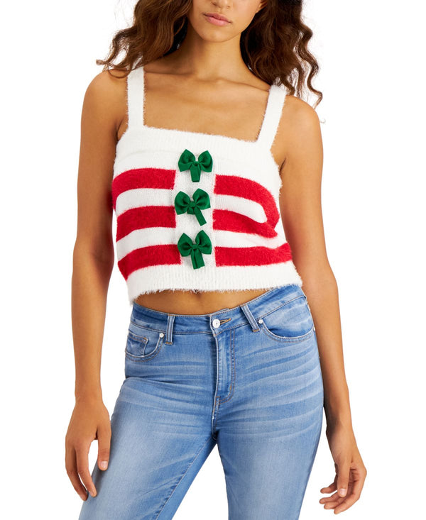 Hooked Up by IOT Juniors Holiday Bow-Front Tank,Red,Large
