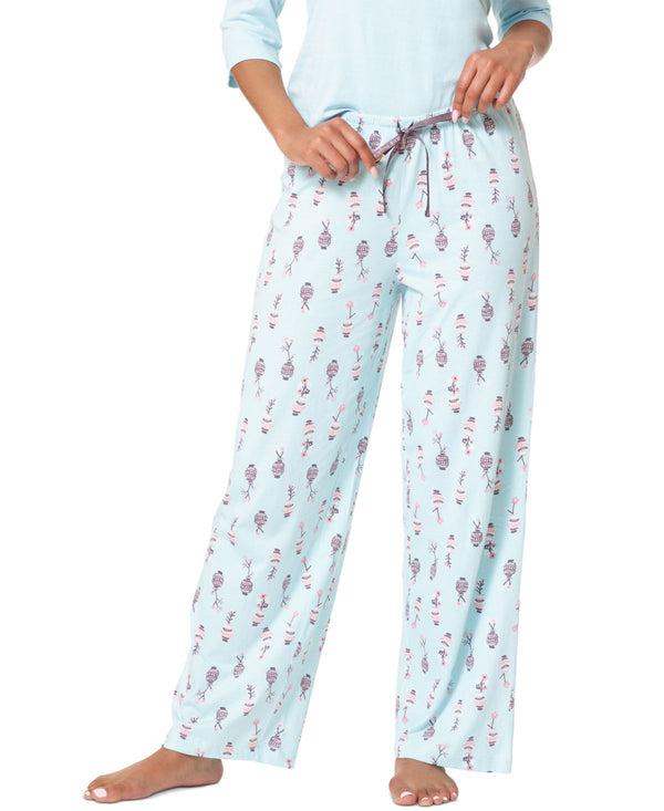 HUE Womens Flower Vase Printed Pajama Pants Blue X-Large