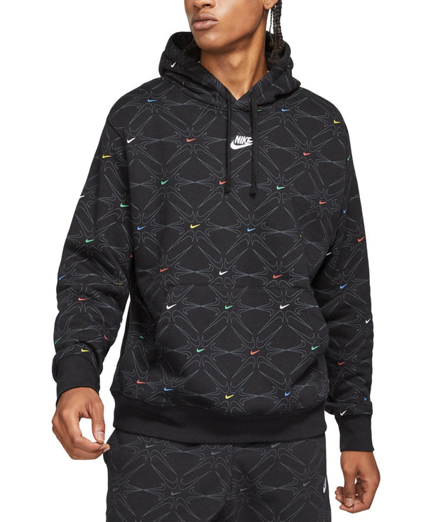 Nike Mens Geometric Fleece Hoodie,Black Multi,X-Large