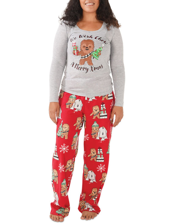 Munki Munki Womens Chewbacca Holiday Printed Pajama Top