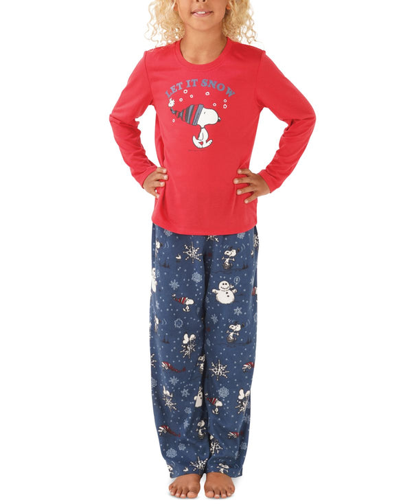 Munki Munki Little & Big Kids Matching Snoopy Let It Snow Family Pajama Set