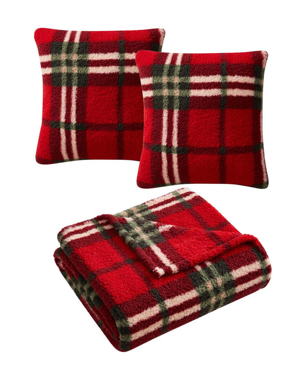 Birch Trails Holiday Prints 3 Pieces Decorative Pillows and Throw, 60x50 Inch