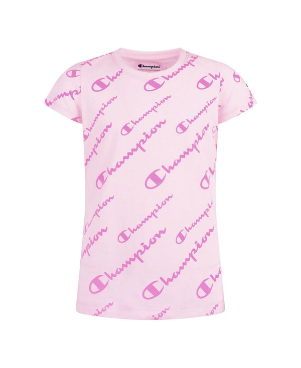 Champion Little Girls Script All Over Print T-shirt,4