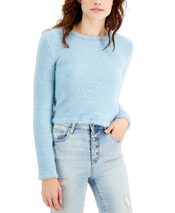 Hooked Up by IOT Juniors Fuzzy Crop Top,X-Small