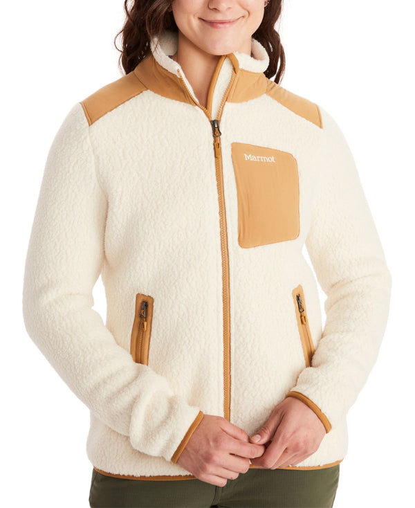 Marmot Womens Wiley Polartec Fleece Jacket,Cream/Scotch,X-Small
