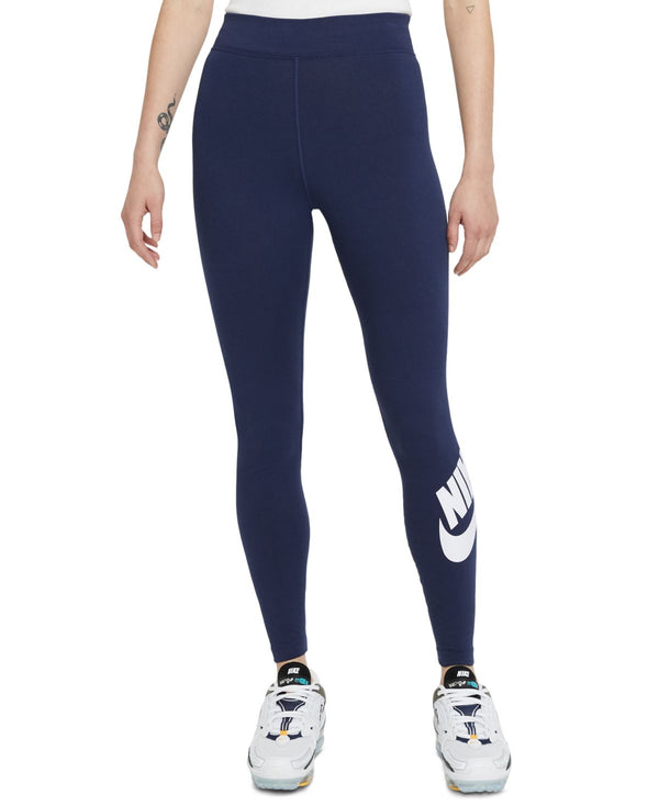 Nike Womens Womens Essential High Rise Leggings,Midnight Navy/White,2X