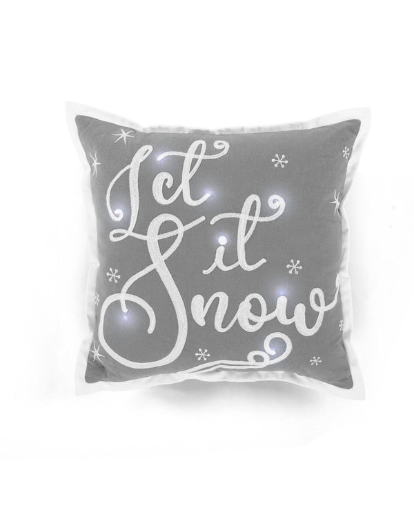 The Mountain Home Collection Led Let It Snow Decorative Pillow, 18 x 18 Inches