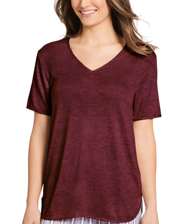 Jockey Womens Luxe Lounge Short Sleeve Sleepwear T-Shirt,Crushed Cranberry,Medium