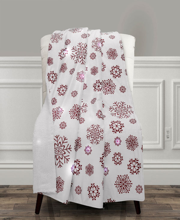 The Mountain Home Collection Led Snowflake Trees Printed Throw, 50 x 60 Inches
