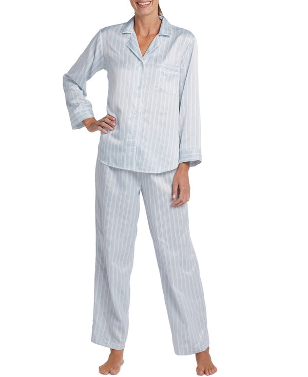 Miss Elaine Womens Brushed Back Satin Notch-Collar Pajama Top,X-Large