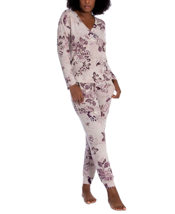 Linea Donatella Womens Comfort Zone Printed Hacci Pajama Set,Medium