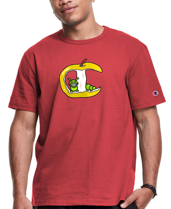 Champion Mens Apple Core Logo Graphic T-Shirt,Team Red Scarlet,Small
