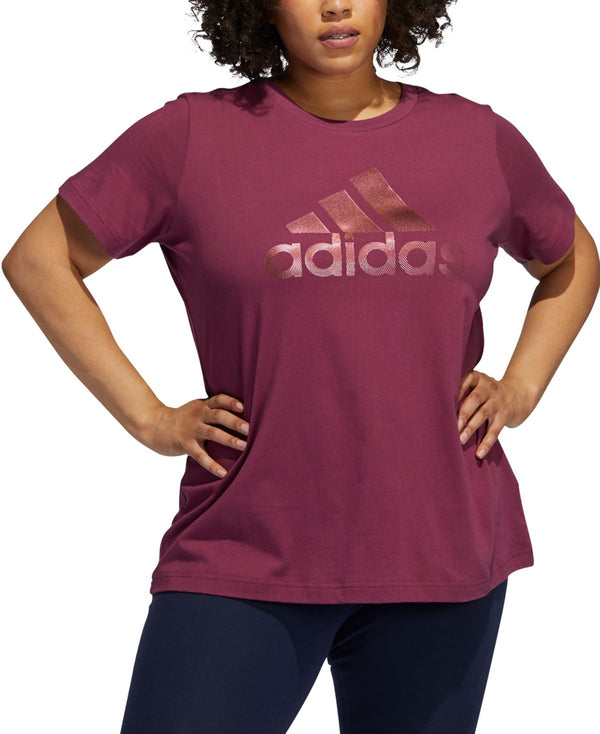 adidas Womens Plus Size Cotton Graphic T-Shirt,Victory Crimson,2X