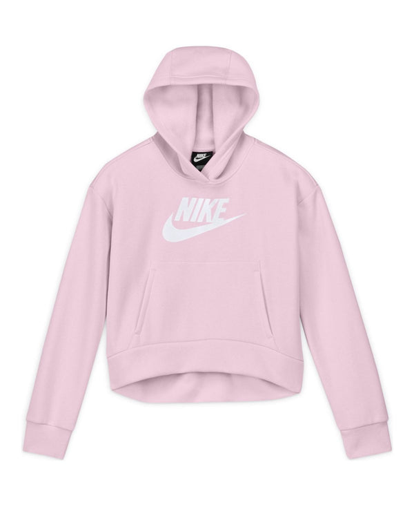 Nike Big Girls Extended Size Sportswear Club Hoodie,Pink Foam/White,XX-Large