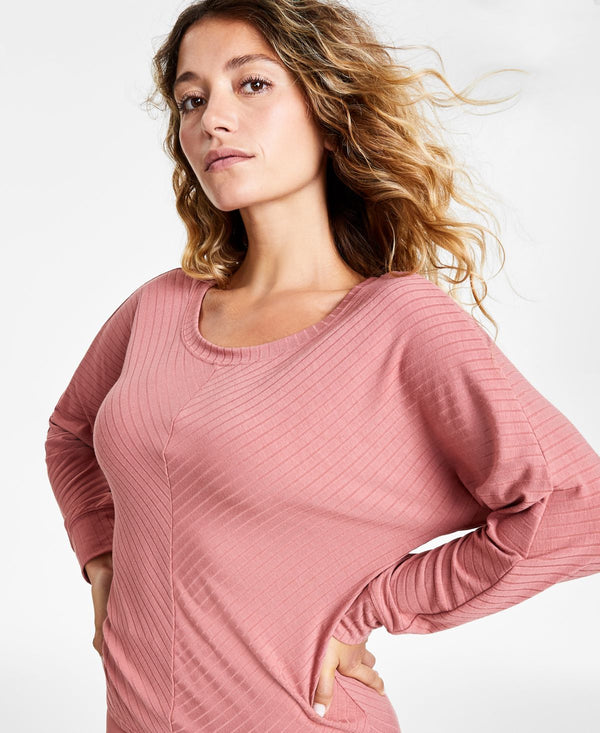 Jenni by Jennifer Moore Womens Super-Soft Long-Sleeve Top,Withered Rose,Large