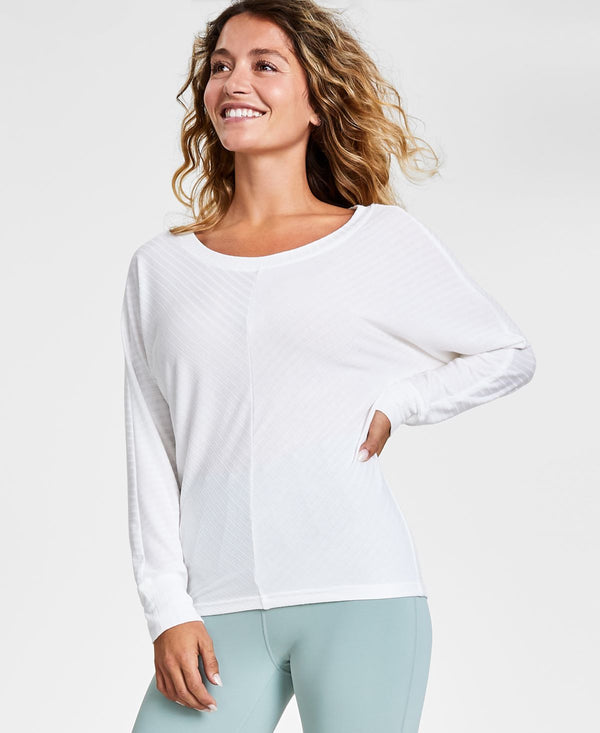 Jenni Womens Super-Soft Long-Sleeve Top,Washed White,2X