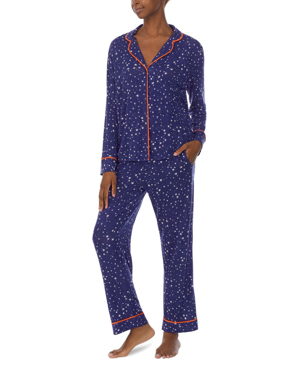 Refinery29 Womens Printed Notch Collar Pajama Set,Medium