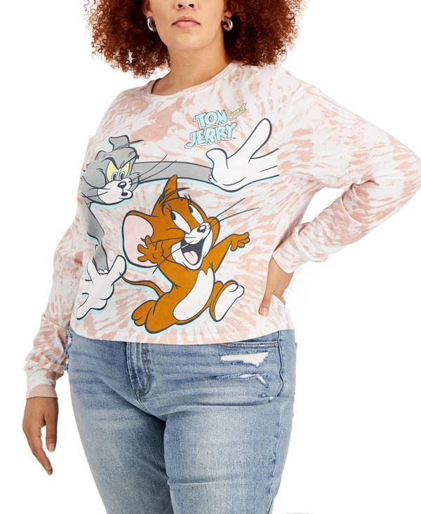 Love Tribe Womens Trendy Plus Size Tom and Jerry Graphic-Print Top,1X
