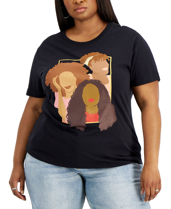 Love Tribe Womens Trendy Plus Size Radiant-Graphic T-Shirt,Black,2X