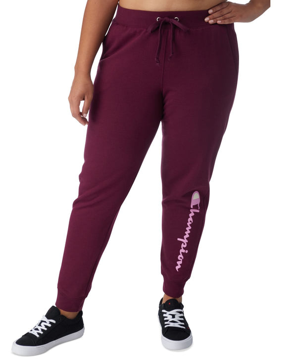 Champion Womens Powerblend Ribbed Joggers,Berry,1X