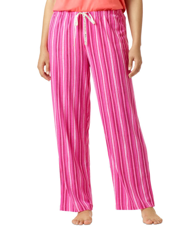 HUE Womens Striped Classic Pajama Pants,Pink Stripe,Medium