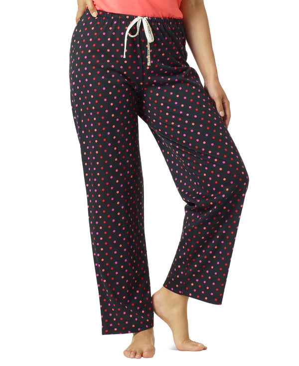 HUE Womens Dot Print Classic Pajama Pants Black Medium