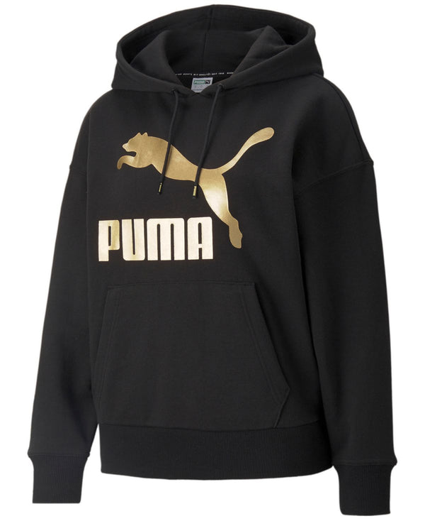 PUMA Womens Classics Logo Hoodie Black/Gold 3X