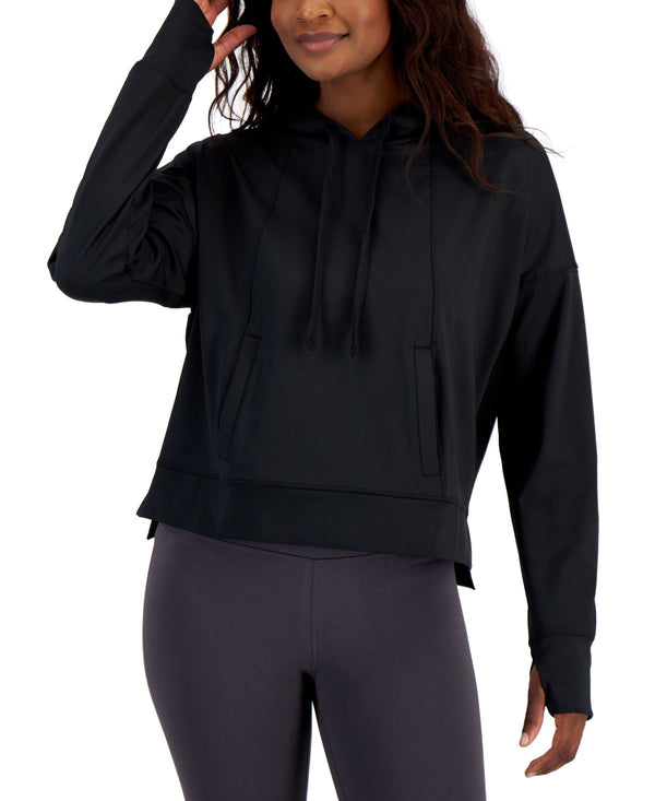 Ideology Womens Relaxed Solid Techy Hoodie,Deep Black,Large