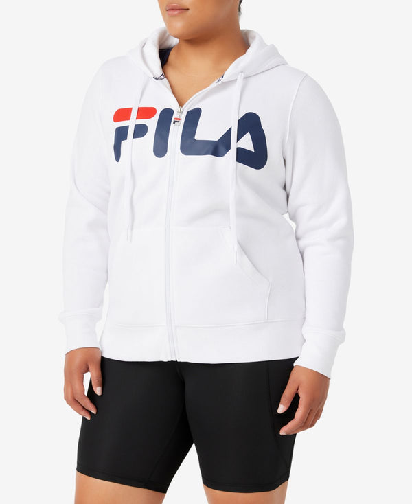 Fila Womens Preferred Logo Zippered Hoodie White 3X