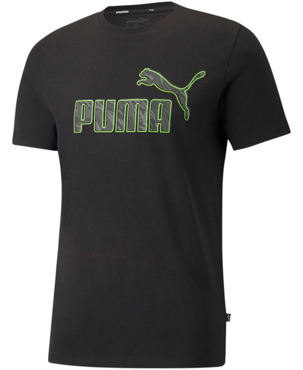 PUMA Mens Cotton Logo T-Shirt,Black/Green Camo,X-Large