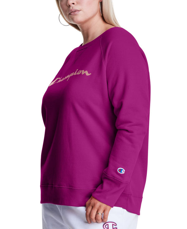 Champion Womens Powerblend Signature Graphic Sweatshirt,Venture Pink,3X