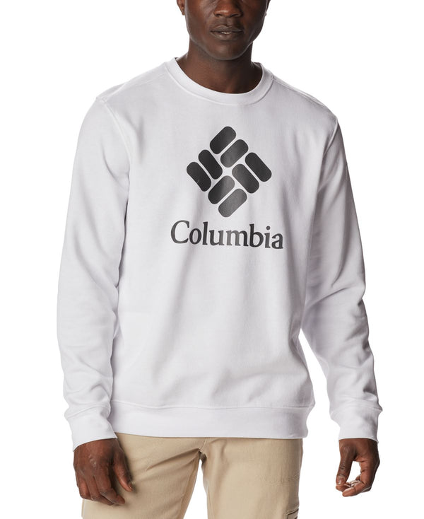 Columbia Mens Gem Logo Trek Crew Sweatshirt,White/Shark,Large