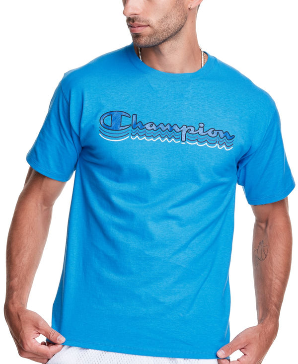 Champion Mens Classic Logo Graphic T-Shirt,Balboa Blue,XX-Large