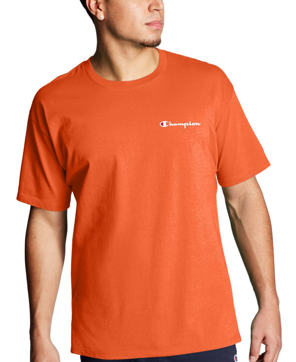 Champion Mens Classic Logo Graphic T-Shirt,Poppy Orange,Medium