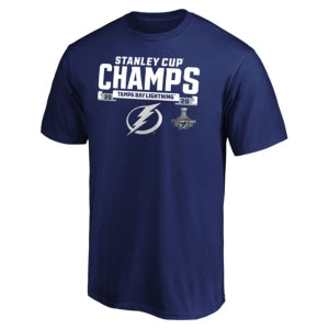 Fanatics Mens Tampa Bay Lightning 2020 Stanley Cup Champions Short Ice Jersey Roster T-Shirt,Blue,X-Large