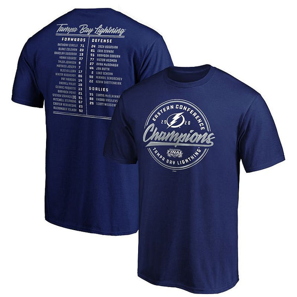 Men's Fanatics Branded Blue Tampa Bay Lightning 2020 Eastern Conference Champions Pivot Roster T-Shirt