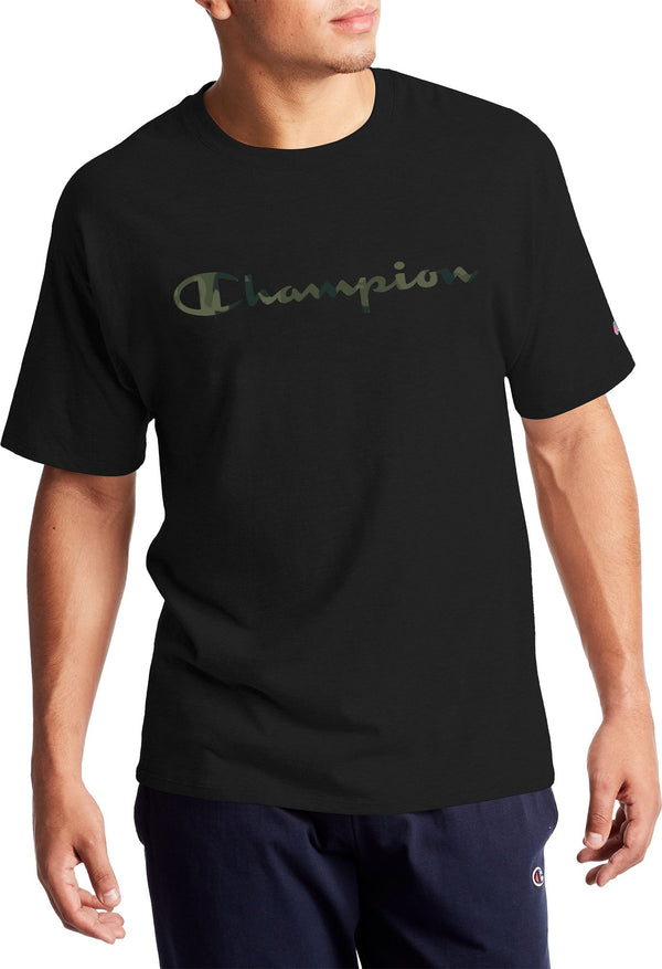 Champion Mens Camo Classic Graphic T-Shirt,Black,Small