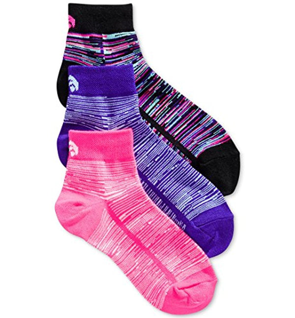 Ideology Womens Reinforced 3 Pack Quarter Socks  White/Black/Pink One Size