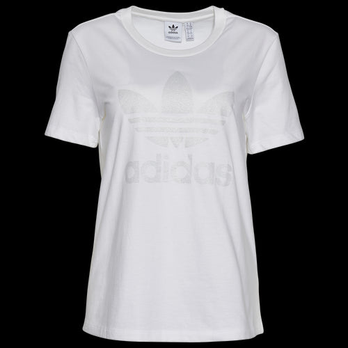 adidas Womens Glitter Printed T-Shirt,White,Medium