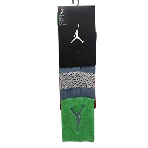 Jordan Mens Elephant Striped Crew Socks,Green/Grey/Multi,Small