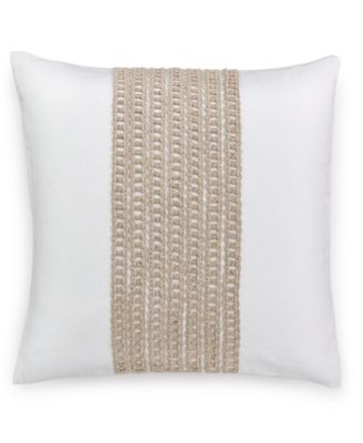 Hotel Collection Waffle Weave 18" Chain Link Linen Cotton Decorative Pillow Natural