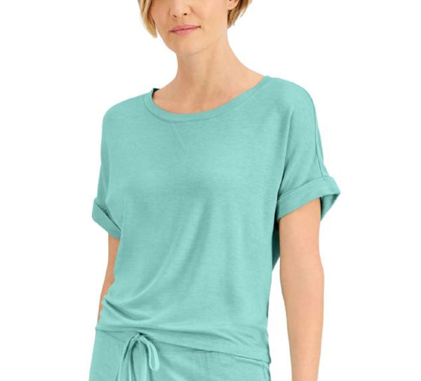Alfani Womens Ultra-Soft Pajama Top,Aqua Reef,Large