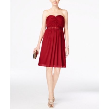 Adrianna Papell Womens Strapless Ruched Sheath Dress