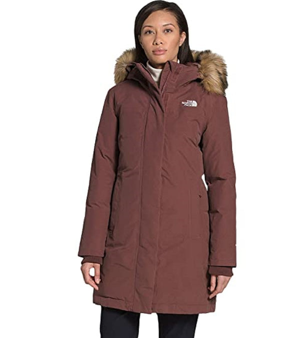 Like New THE NORTH FACE Womens Arctic Waterproof 550 Fill Power Down Parka With Faux Fur Trim Jacket,Marron Purple,Medium