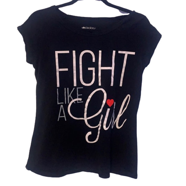 Ideology Womens Graphic Printed T-Shirt,Black,X-Small