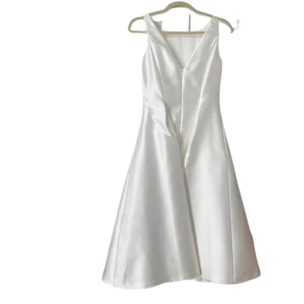 Adrianna Papell Womens Mikado Fit & Flare Midi Dress,White,10