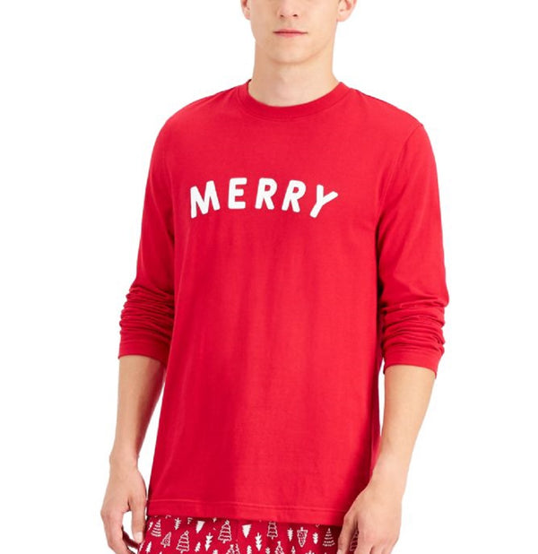 Family Pajamas Mens Merry Pajama Top Only,1-Piece,Christmas Trees,Small