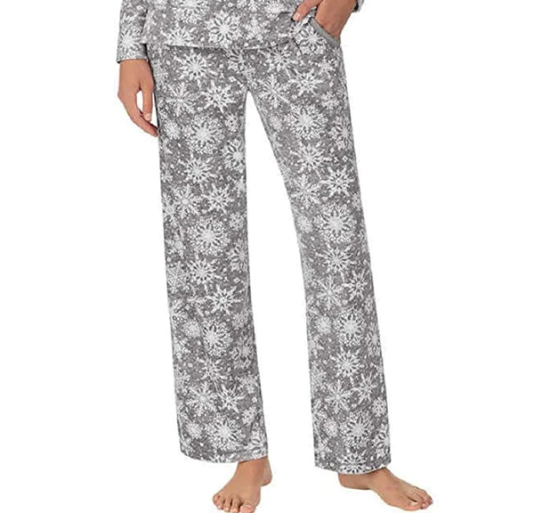 Nautica Womens Silky Fleece Side Pockets Pajama Pants,Grey,Medium